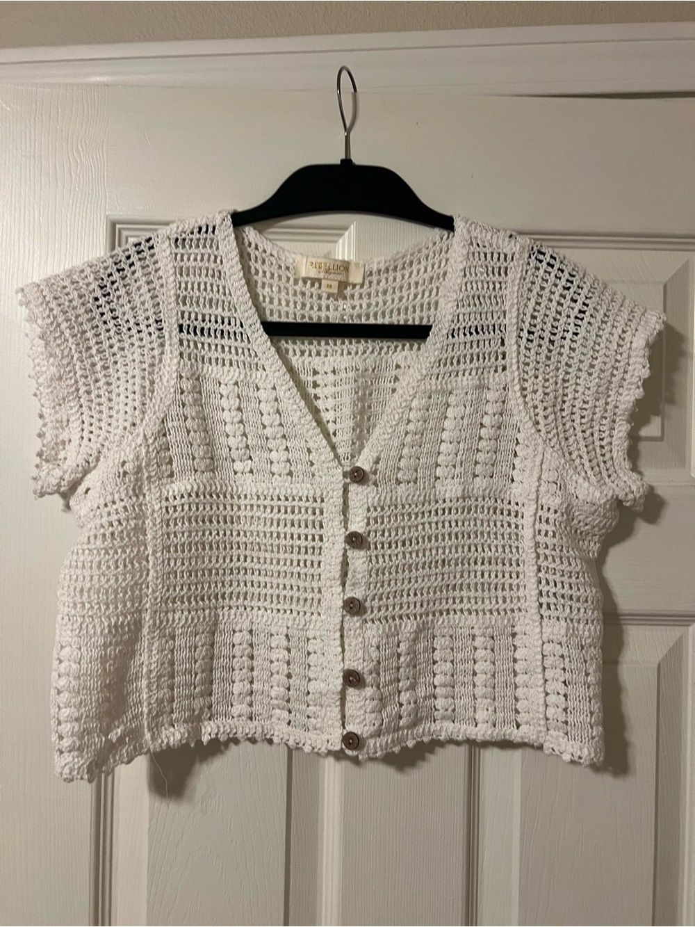 Rebellion White Open-Knit Crochet Sweater Top